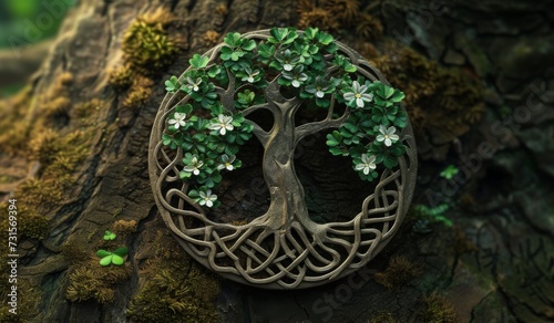 Happy Patric Day Beautiful tree of life, sacred symbol. Individuality, prosperity and growth concept.