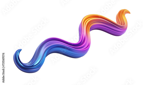Abstract 3d rendering colorful wave shapes, isolated on transparent background