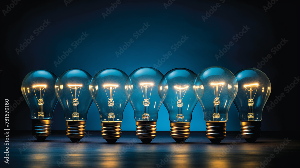 Light bulbs on dark blue background Light bulbs on dark blue background