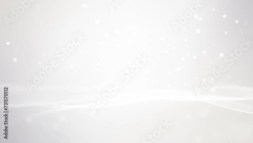 Elegant Futuristic clean white grey blurred wave for business corporate presentation background. Modern Luxury particle light glitter smooth motion digital technology network cyberspace video concept.