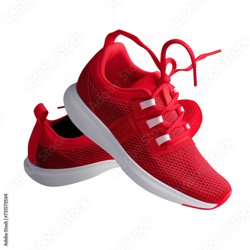 red running sneakers mockup, isolated on transparent background