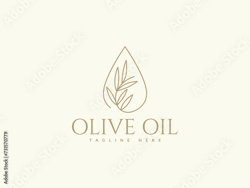 olive oil logo vector illustration. line drop olive oil logo template