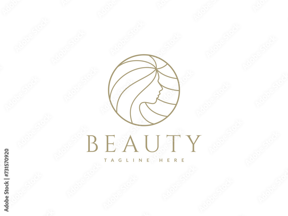 woman logo vector illustration. hair salon logo template