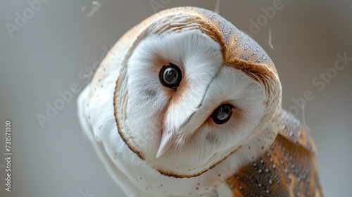 Barn Owl Tilting Head in Soft Focus Close-Up. © _veiksme_