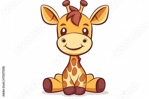 AI generated illustration of a smiling giraffe with long legs and distinctive spots