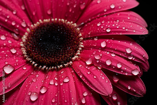 Сlose up of gerbera flower with water drops Generation AI	