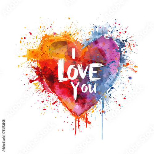 Heart with inscriptions I love you. Valentine day. Vector illustration design.