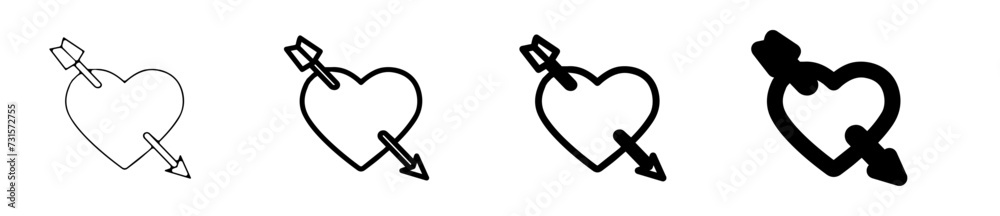 Icones symbole amour message saint valentin coeur fleche - obrazy, fototapety, plakaty 