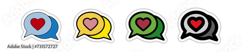 Icones symbole amour message saint valentin couleur relief