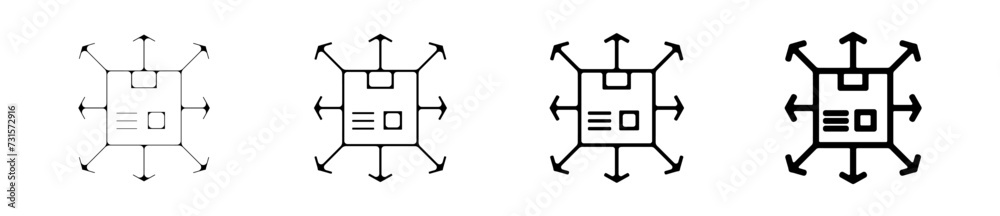 Icones symbole logo colis carton livrer direction