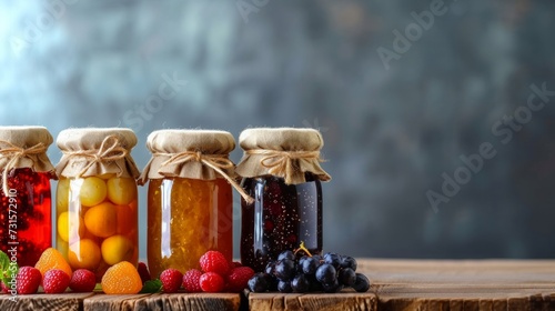 Simple setups featuring jars filled with assorted jams, adding a touch of tra...