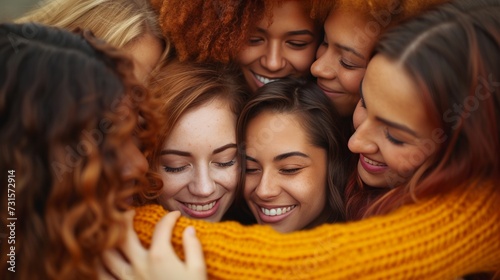Heartwarming images of friends embracing each other in a tight group hug