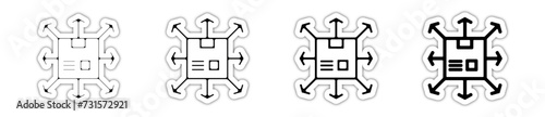 Icones symbole logo colis carton livrer direction relief