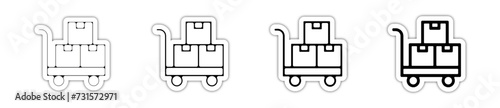 Icones symbole logo colis livraison logistique chariot a roulette colis relief