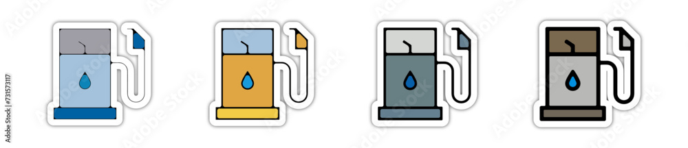 Icones symbole logo pompe carburant essence gaz couleur relief