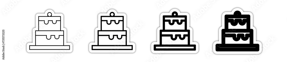 Icones symbole picto gateau anniversaire mariage patisserie relief