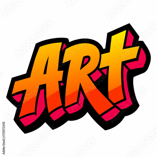 The word ART in street art graffiti lettering vector image style on a white background.
