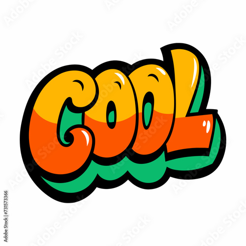 The word COOL in street art graffiti lettering vector image style on a white background.