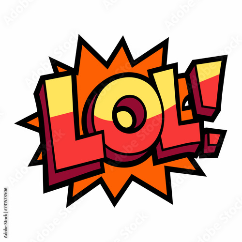 The word LOL in street art graffiti lettering vector image style on a white background.
