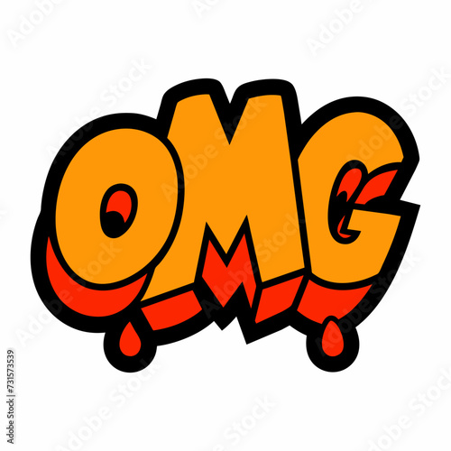 The word OMG in street art graffiti lettering vector image style on a white background.