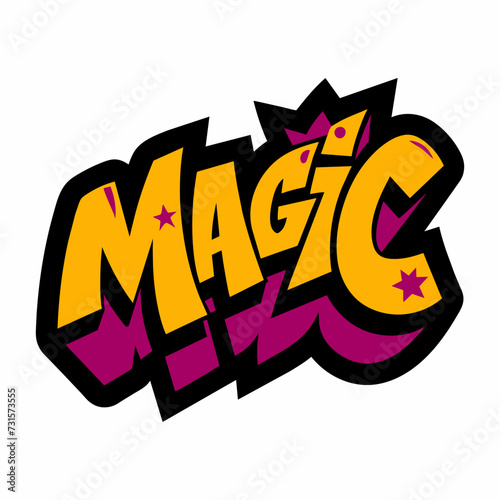 The word MAGIC in street art graffiti lettering vector image style on a white background.