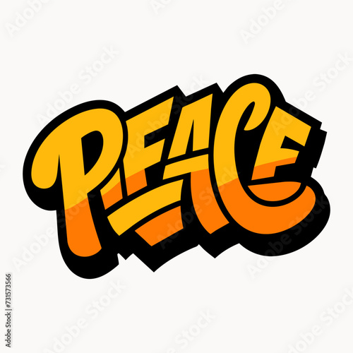 The word PEACE in street art graffiti lettering vector image style on a white background.