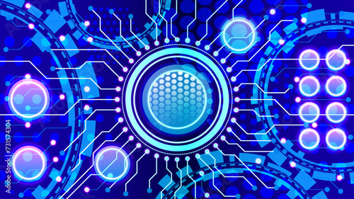 Abstract Digital Technology Concept Depicting A Circuit Board Design With Glowing Elements