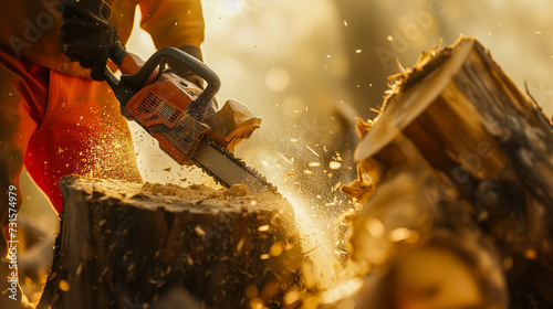 Glowing Timber Tango: Light-infused Tree Stump Sculpting photo