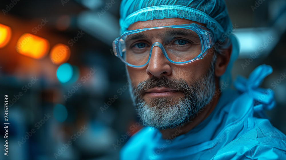 In the Realm of Medicine Surgeon's Confident Stare in a Clinic Setting In the Realm of Medicine Surgeon's Confident Stare in a Clinic Setting