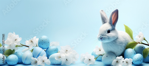 Easter little bunny with eggs In Flowery Meadow
Decorations for Easter
Generative AI