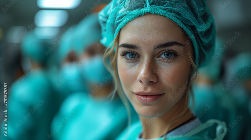 Portrait of Dedication Female Doctor Surgeon in Uniform, Professionally Looking at Camera Portrait of Dedication Female Doctor Surgeon in Uniform, Professionally Looking at Camera