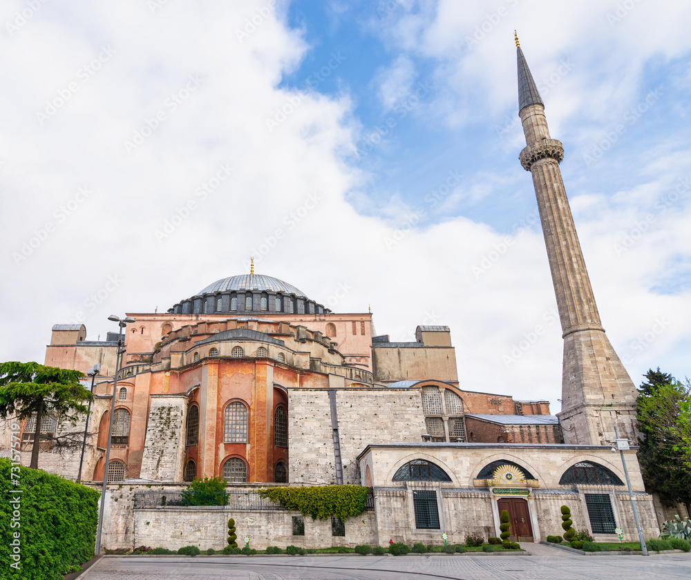 Ayasofya or Hagia Sophia, formerly a Greek Orthodox church, currently converted to Mosque, located in Sultanahmet Square, Istanbul, Turkey
