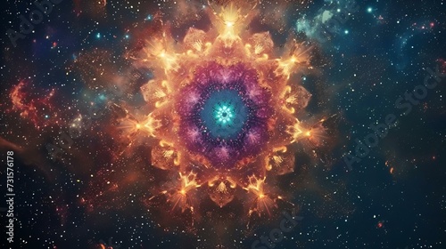 Vibrant nebula radiates an intense glow, AI-generated.