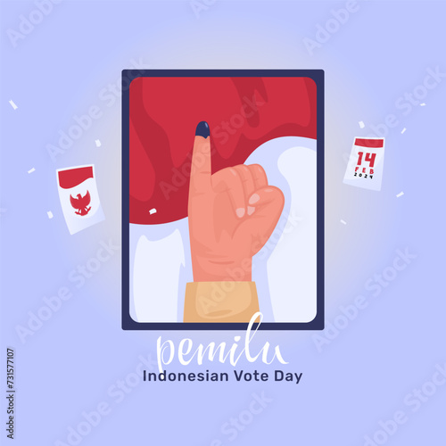 Little finger with ink pointing up for indonesia election day greeting post