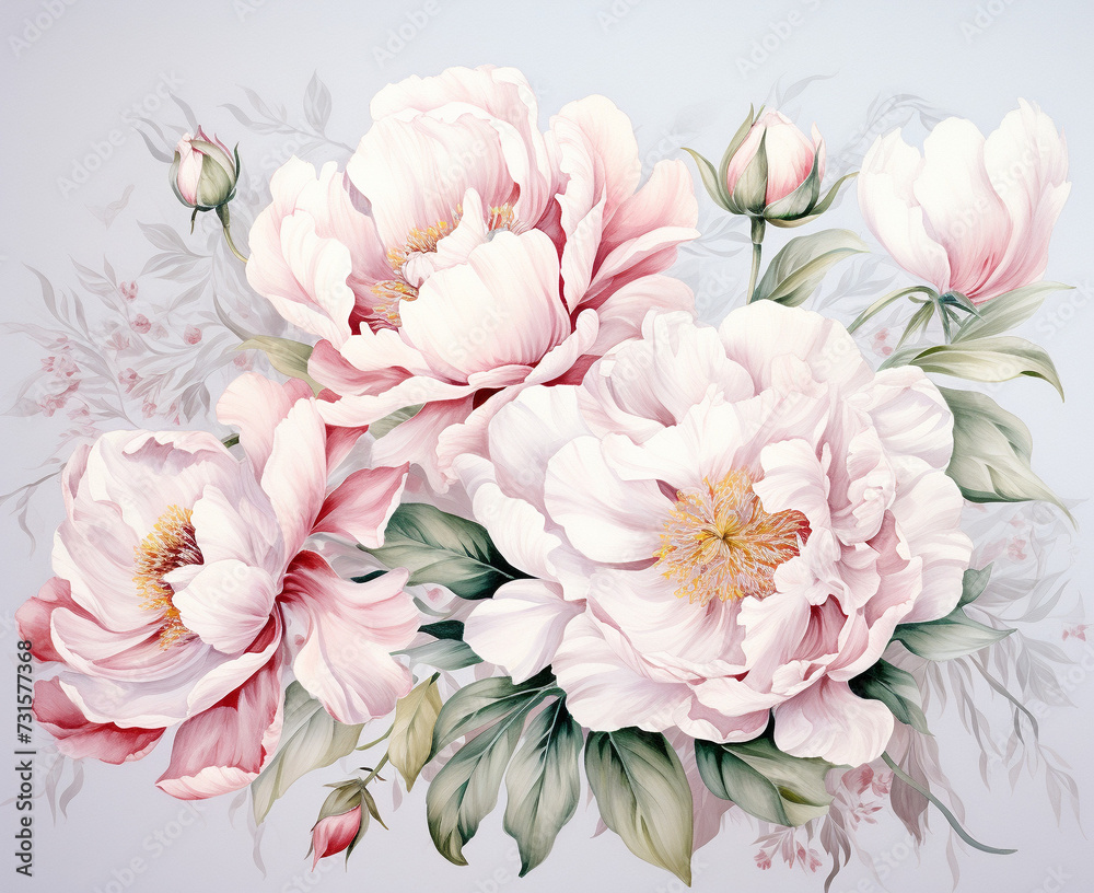 Peonies on light background watercolor
Generation AI