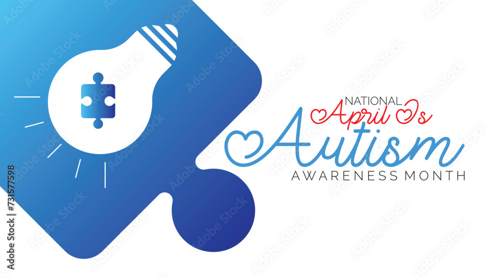 Vector illustration on the theme of National Autism Awareness Month observed each year during April banner, Holiday, poster, card and background design.