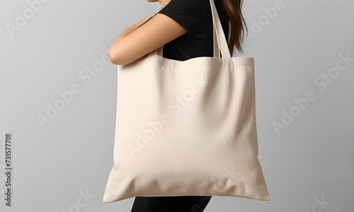 Canvas tote bag. Mockup for artwork or brand.	 photo