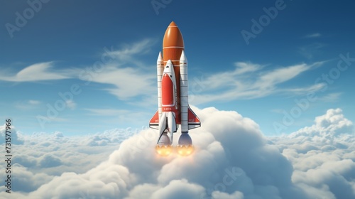 3d rocket soars into the vast expanse, creating space for captivating text overlay