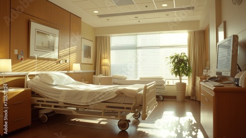 Hospital rooms are filled with soft light and peaceful ambiance