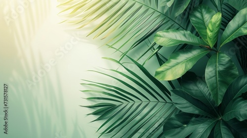 Tranquil scenes featuring tropical leaves against minimalist settings