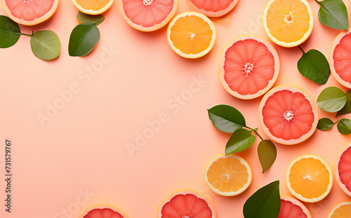 citrus fruit background  grapefruit on pink wallpaper