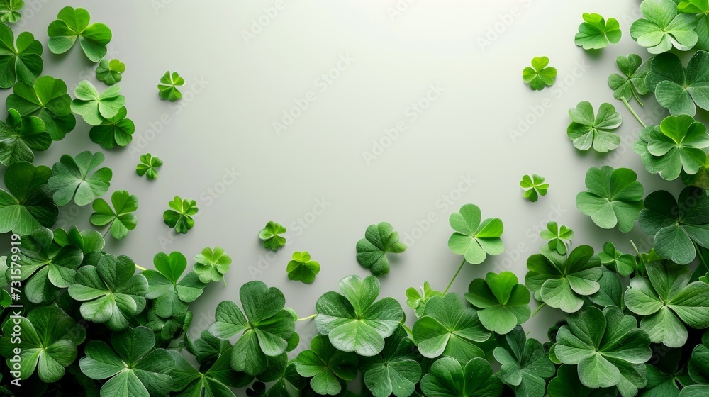 Minimalist backdrop with hints of green, providing a modern twist on traditional St. Patrick's Day decor. Minimalist backdrop with hints of green, providing a modern twist on traditional St. Patrick's Day decor.