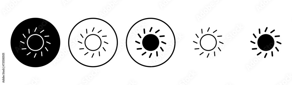 Sun icon set. Brightness Icon vector Sun icon set. Brightness Icon vector