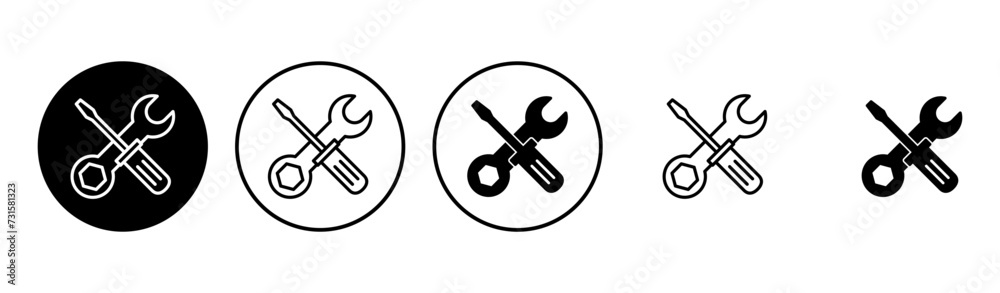 Repair tools icon set. tool icon vector. setting icon vector. Wrench and screwdriver. support, Service