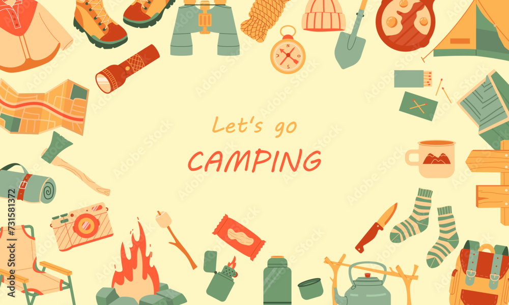 Let's go camping. Vector background
