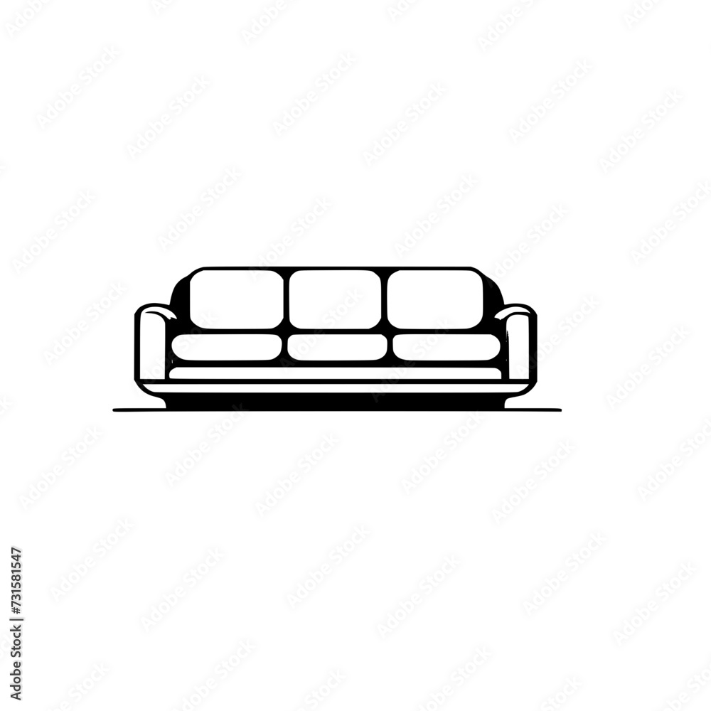 Sofa Icon SVG Black And White Illustration Art Generative AI.

