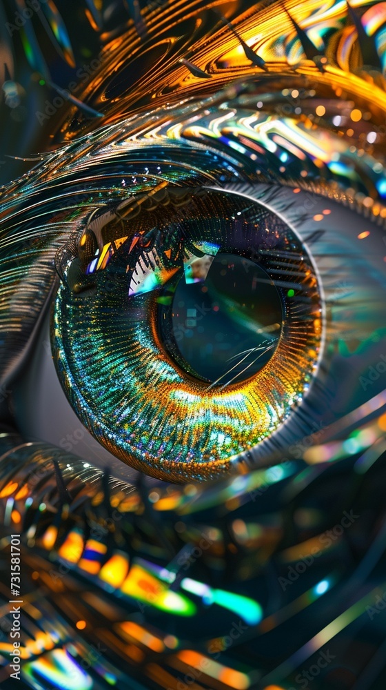 Lucurious eye catching holo abstract 3D shape generated by ai