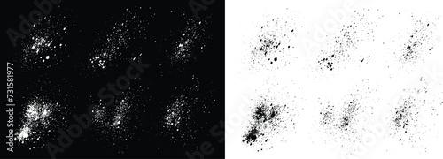 Bloody handprint dirty distressed black and white isolated brush stroke banner background set. Painting grunge brush background