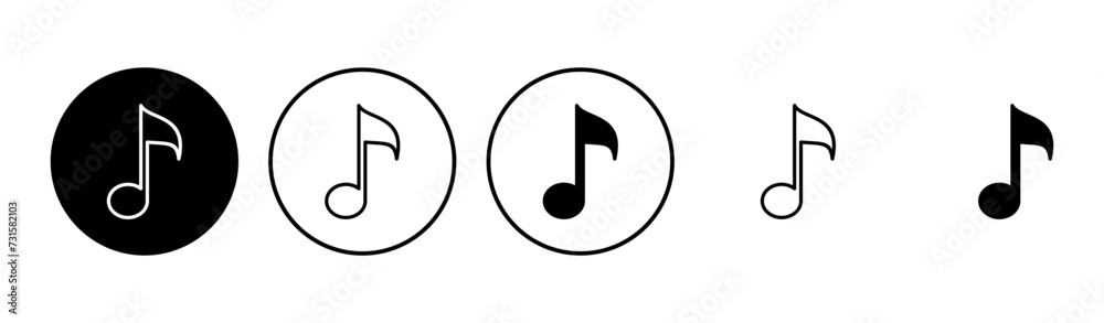 Music icon set. note music icon vector. tone icon Music icon set. note music icon vector. tone icon