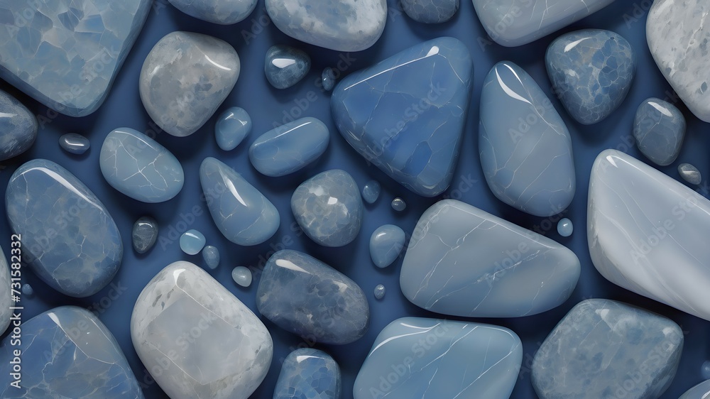 Pale navy blue smooth stone texture. Background of different shade blue stones Pale navy blue smooth stone texture. Background of different shade blue stones